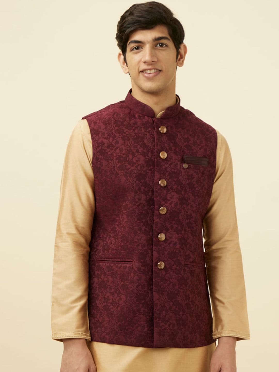 Manyavar Ethnic Motifs Woven Design Nehru Jackets - view 1