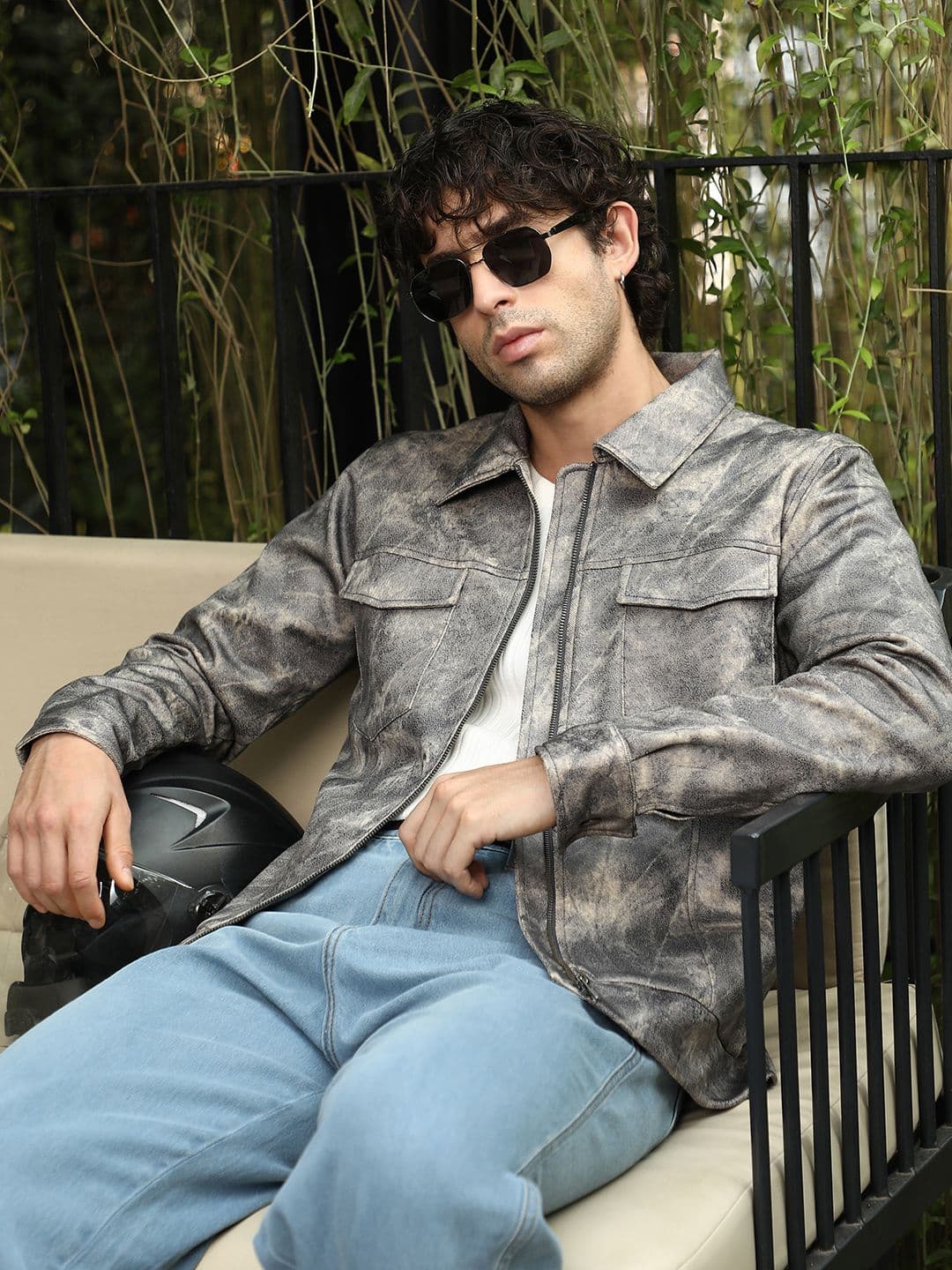 CAHOOT Abstract Leather Utility Jacket - view 1