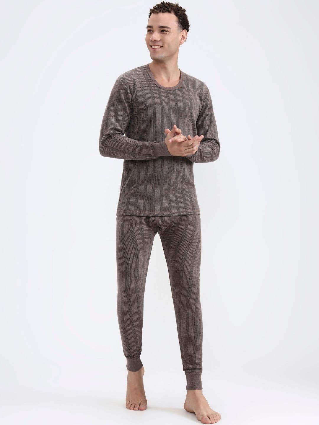 ZEFFIT Men Striped Round Neck Thermal Set - view 1