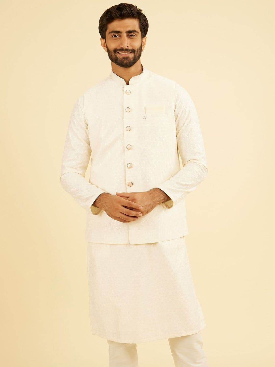 Manyavar Men Embroidered Nehru Jacket - view 1