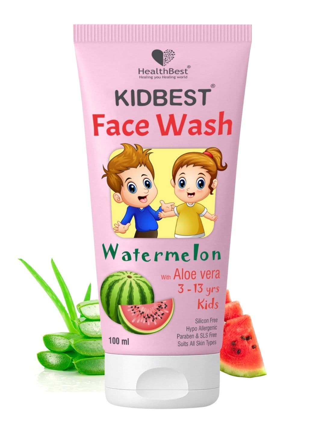 HealthBest Kids Face Wash with Aloe Vera Natural Non-Toxic Watermelon - 100ml - view 1