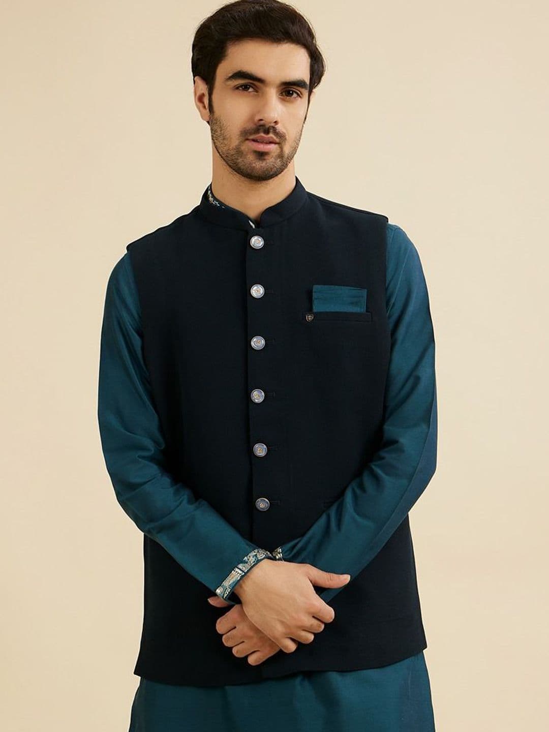 Manyavar Men Woven Nehru Jacket - view 1