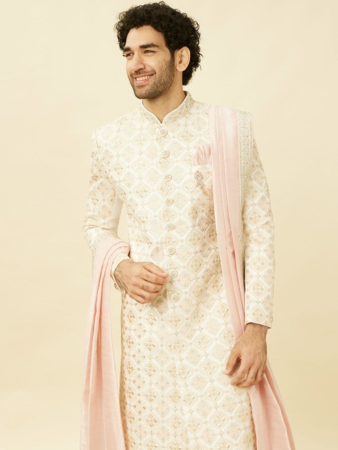 Manyavar Self-designed Art Silk Sherwani Set - view 1