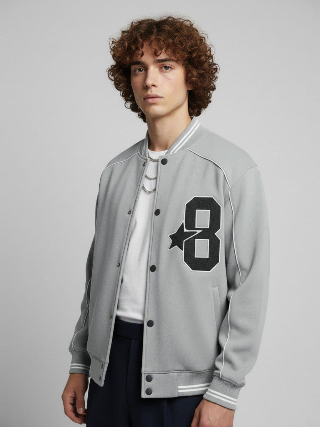 glitchez Applique Relaxed Varsity Jacket - view 1