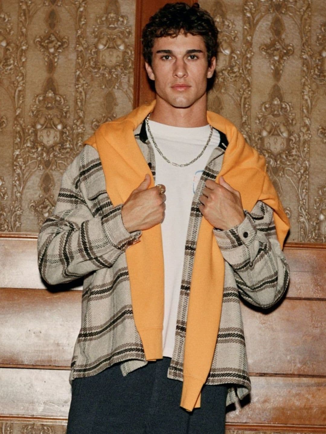 AMERICAN EAGLE OUTFITTERS Men Checked Open Front Jacket - view 1