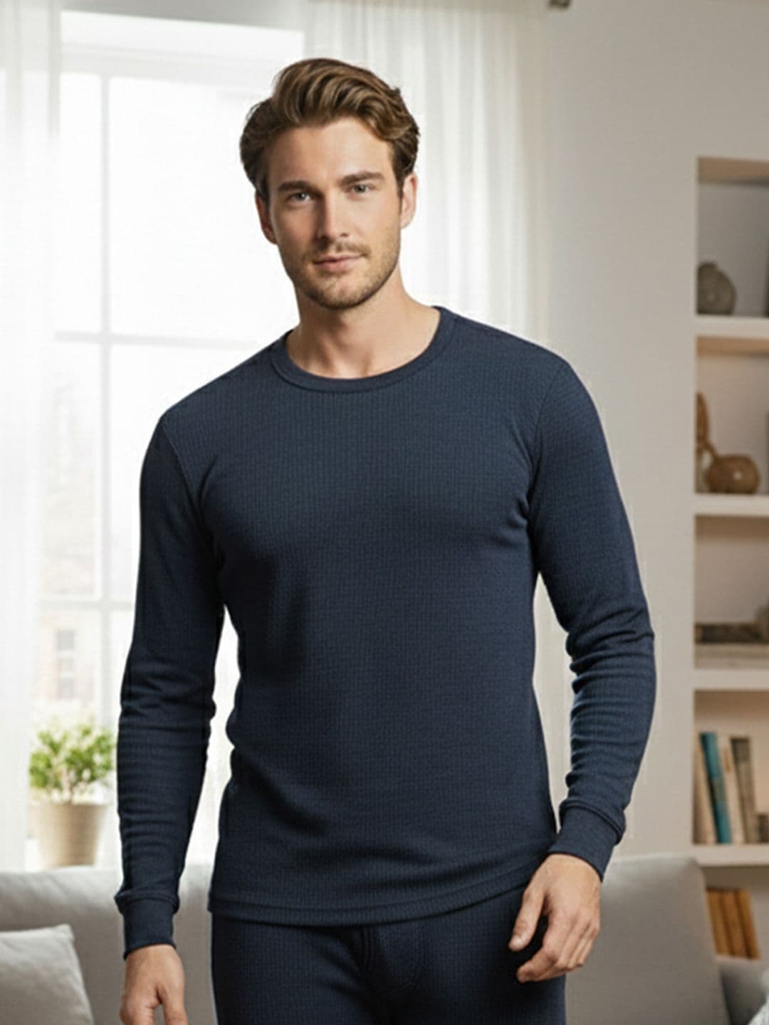 Lux Cozi Men Plus Size Round Neck Thermal Tops - view 1