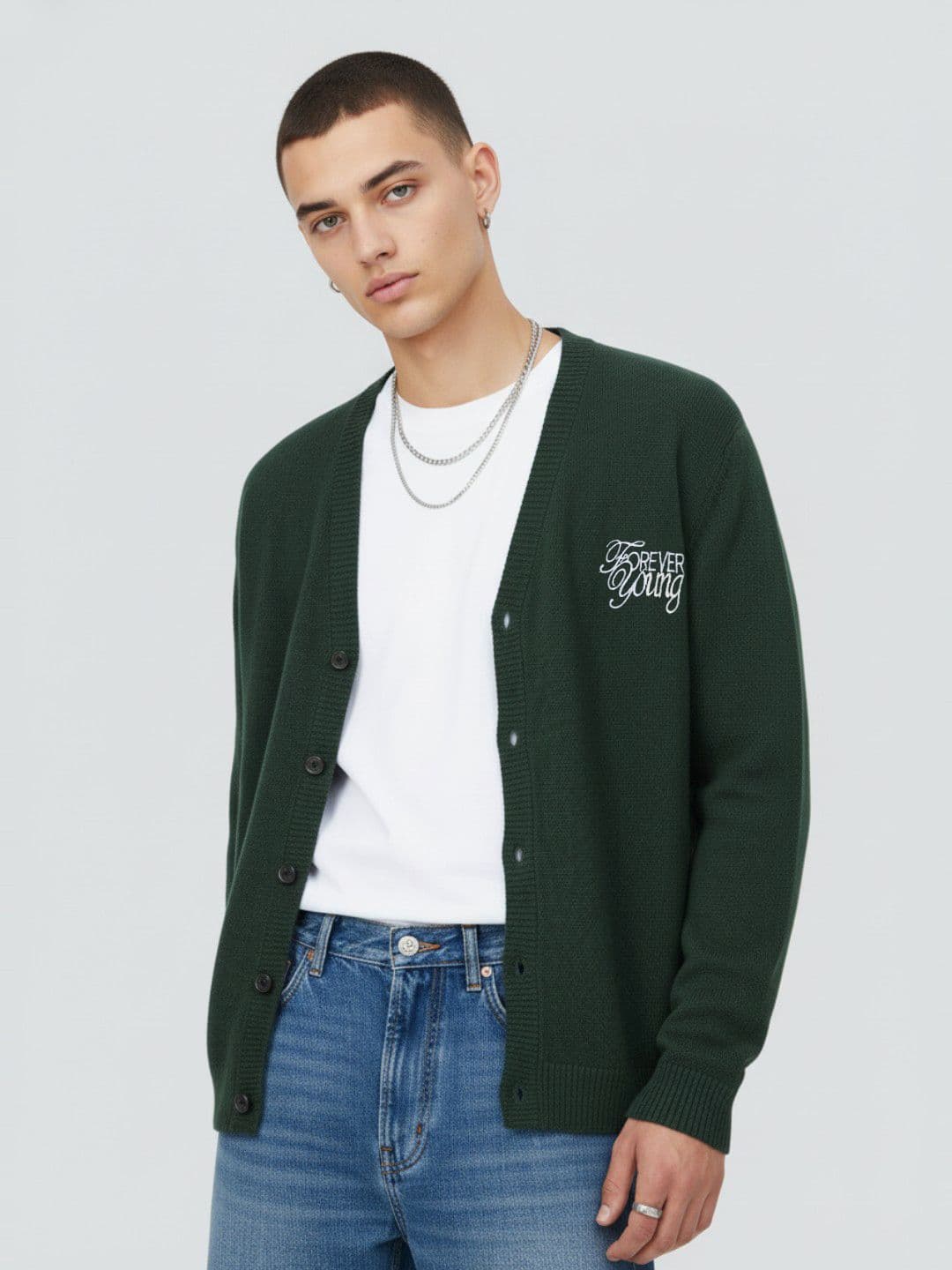 glitchez Men V-Neck Relaxed Cardigan - view 1