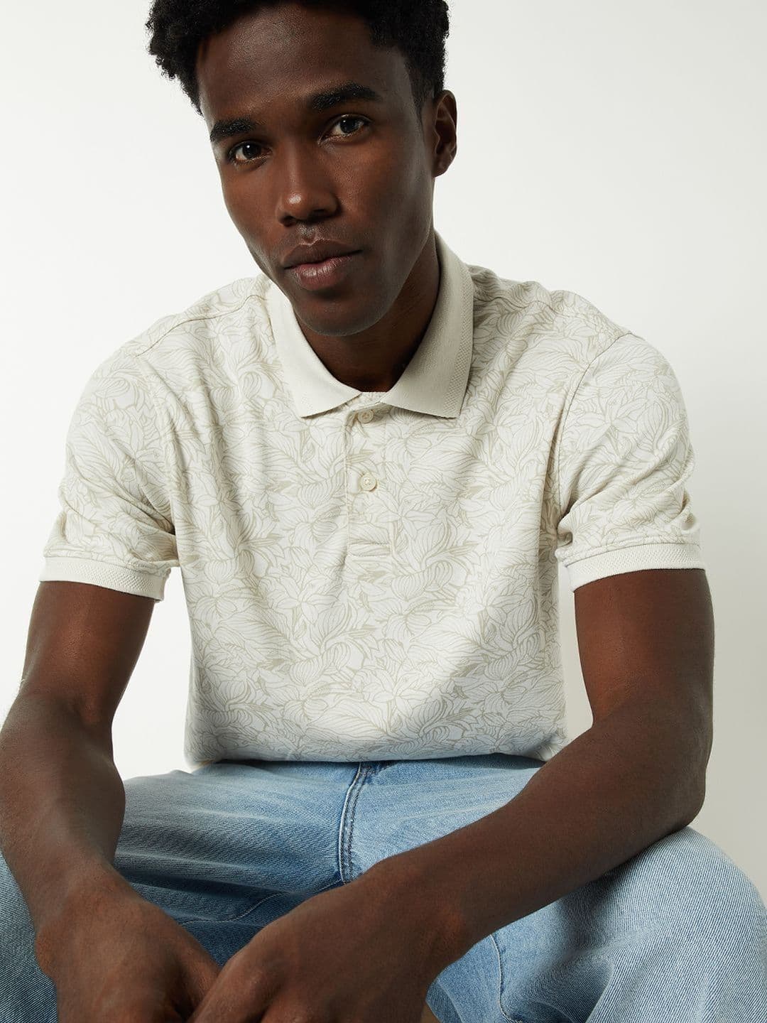 max Men Floral Printed Polo Collar T-shirt - view 1