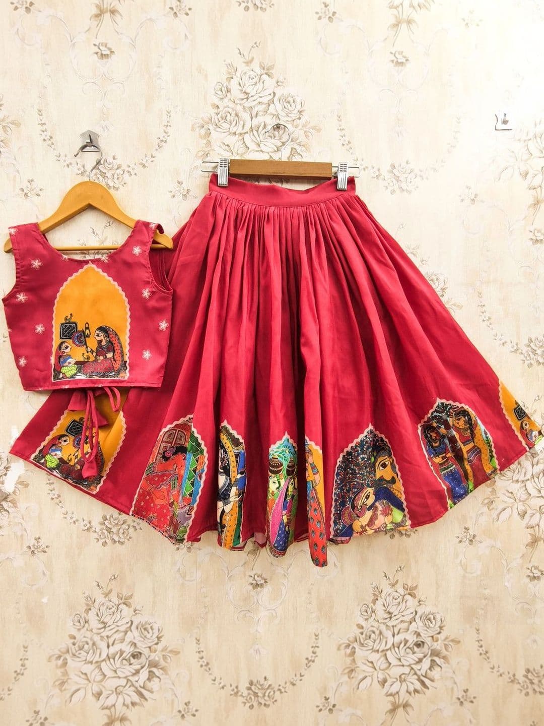 JOVK DESIGN Girls Printed Ready to Wear Lehenga & - view 1
