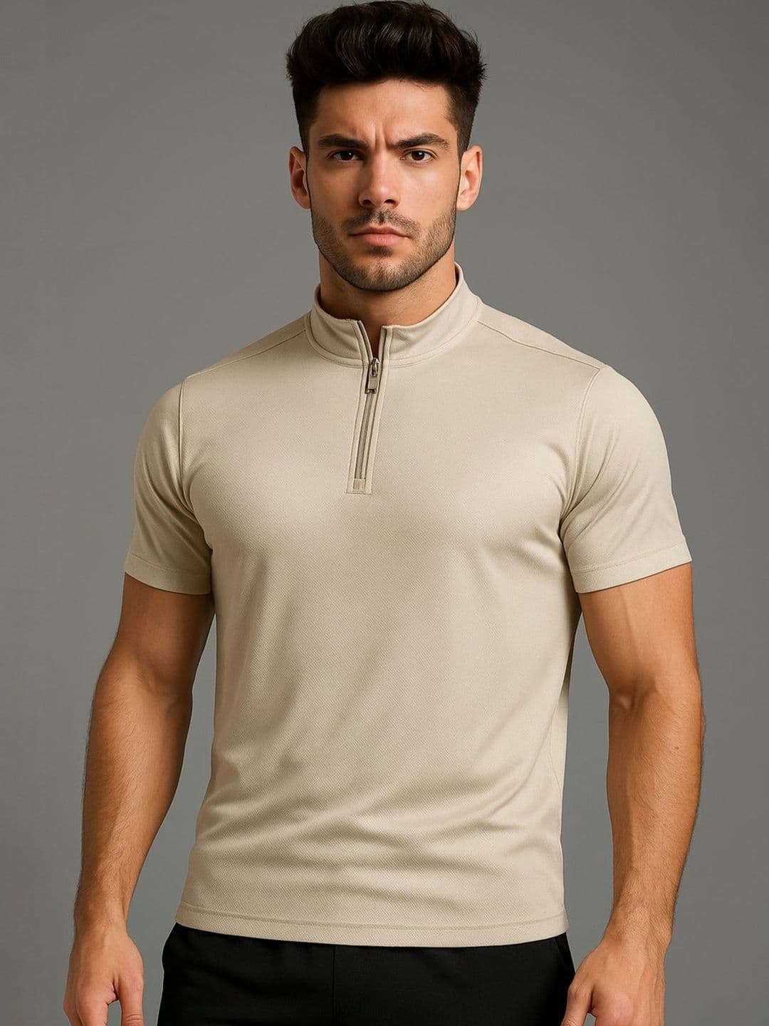 HRX by Hrithik Roshan Men Solid Henley Neck T-shirt - view 1