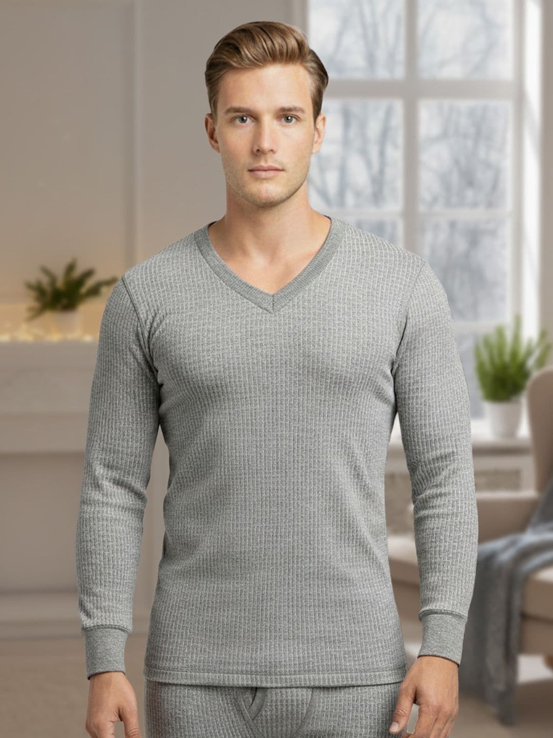 Lux Cozi Unisex Striped Round Neck Thermal Top - view 1