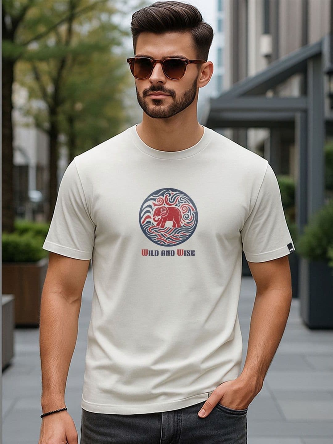 Bewakoof Men Oyester Mushroom Grey Wild And Wise Graphic Printed T-shirt - view 1