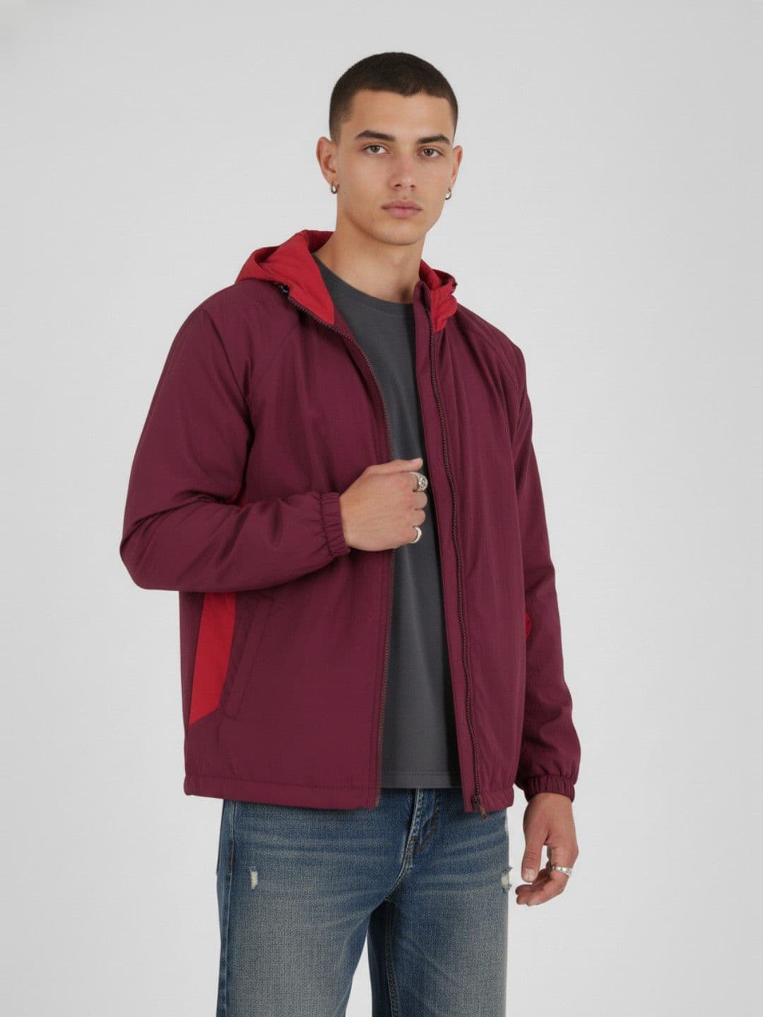 glitchez Colourblocked Hooded Windcheater Jacket - view 1