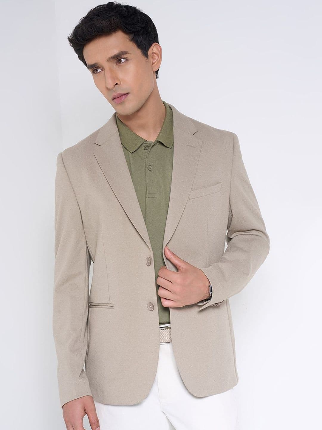 Peregrine by Pantaloons Men Notched Lapel Single-Breasted Slim Fit Casual Blazers - view 1