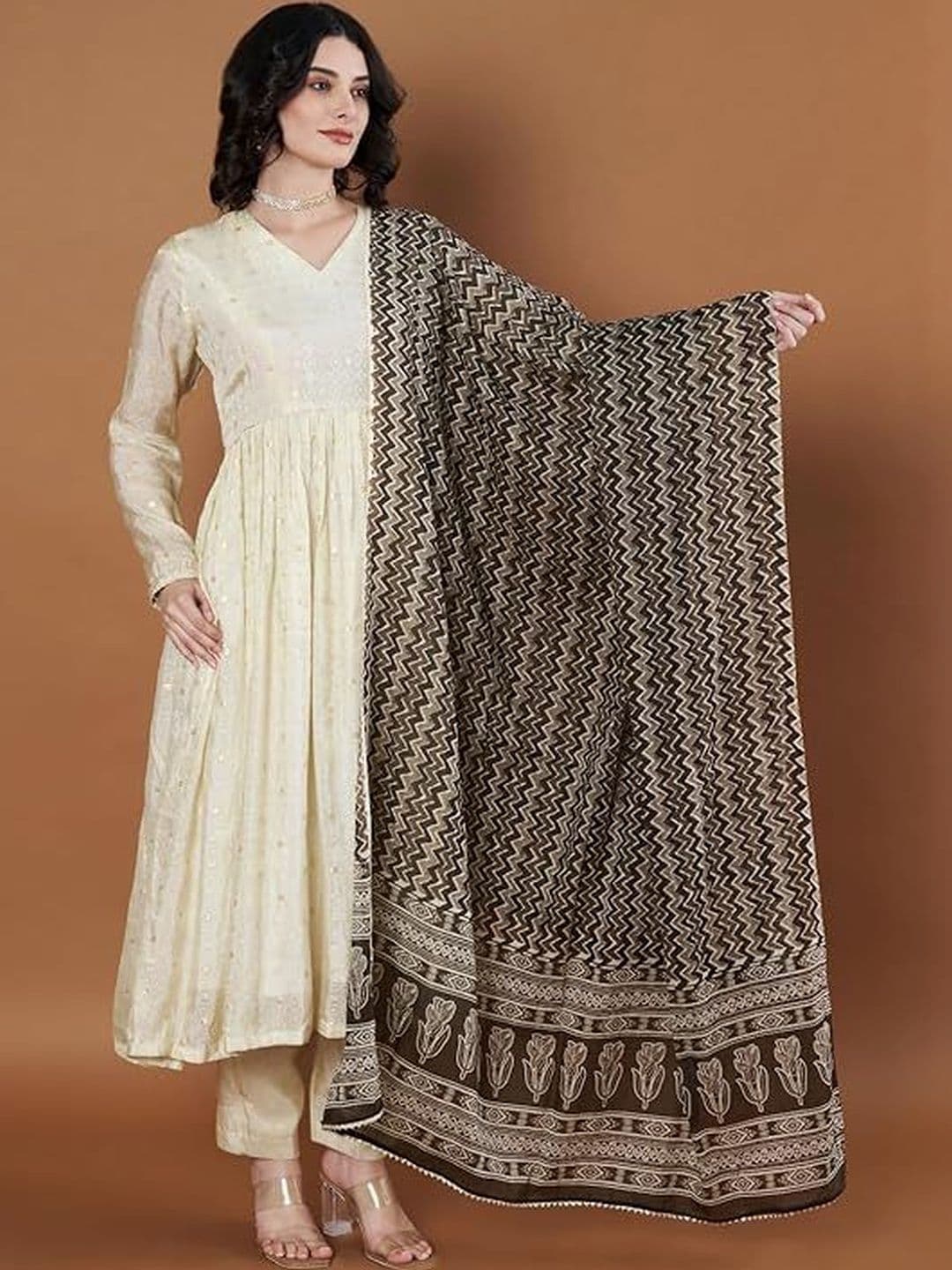 AKSHADEEP Women Jaipur Block Print Pure Cotton Block Print Dupatta with Gotta Patti - view 1