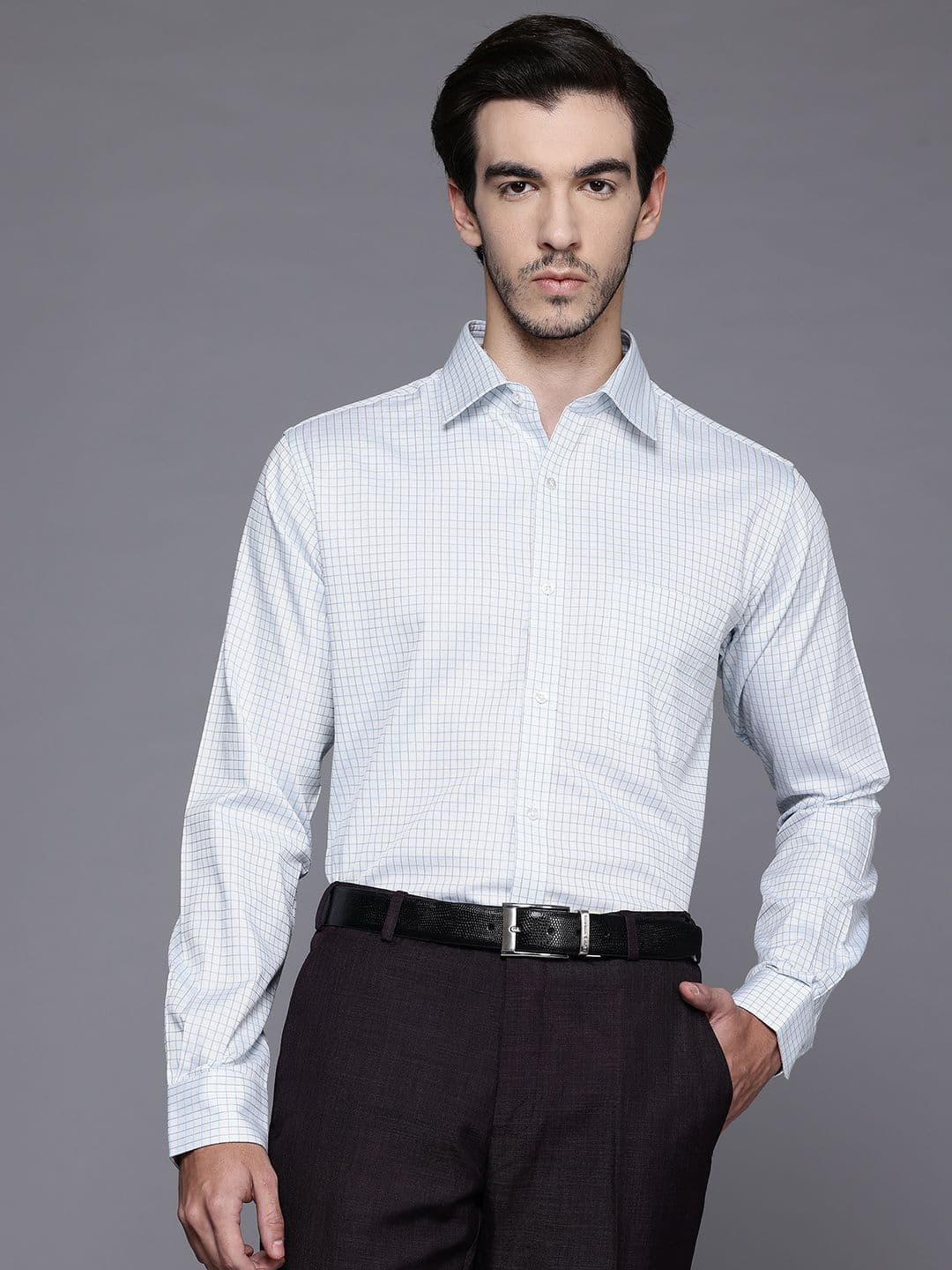 Raymond Pure Cotton Slim Fit Checked Formal Shirt - view 1