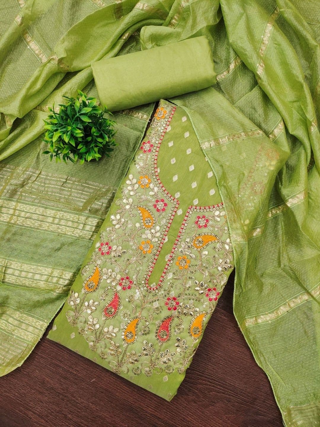 KALINI Embroidered Unstitched Dress Material - view 1