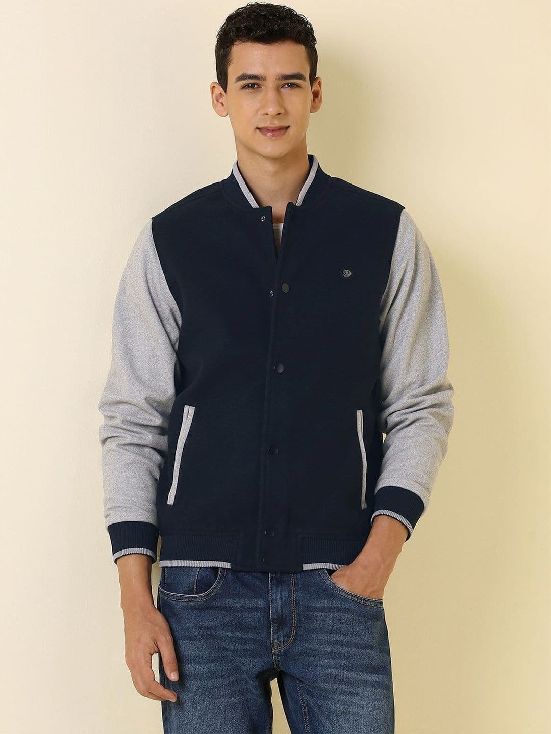 Allen Solly Men Colourblocked Varsity Jacket - view 1