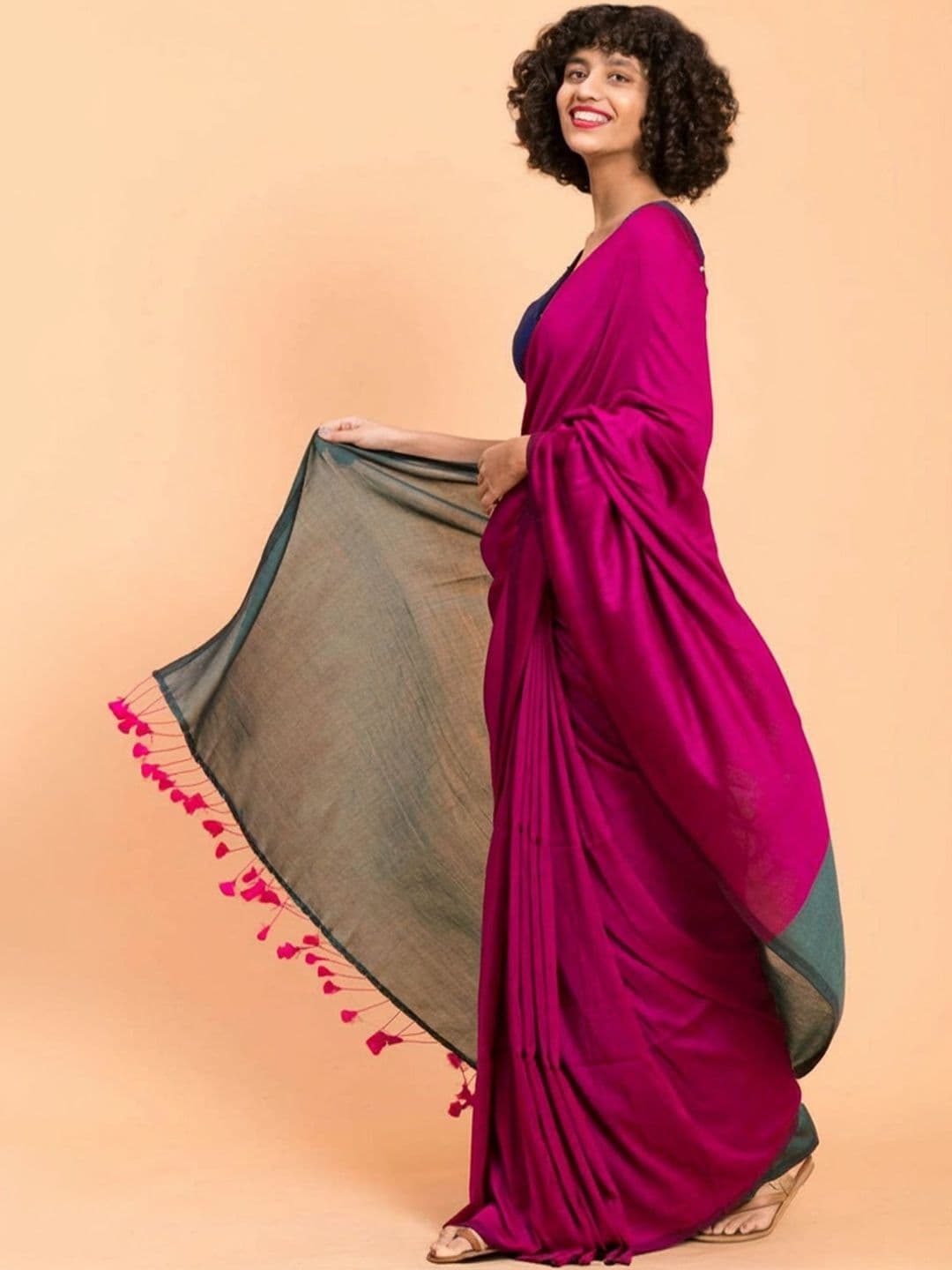 sourav biswas Colourblocked Pure Cotton Saree - view 1