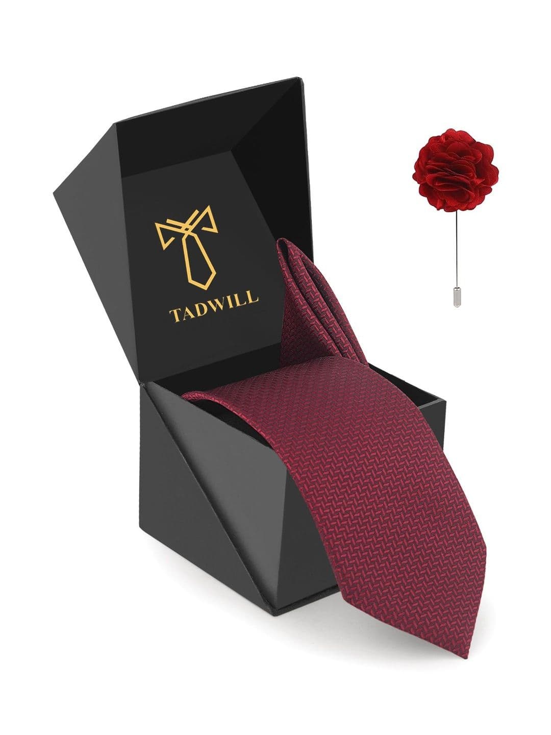 TADWILL Men Checked Broad Tie with Lapel Pin - view 1