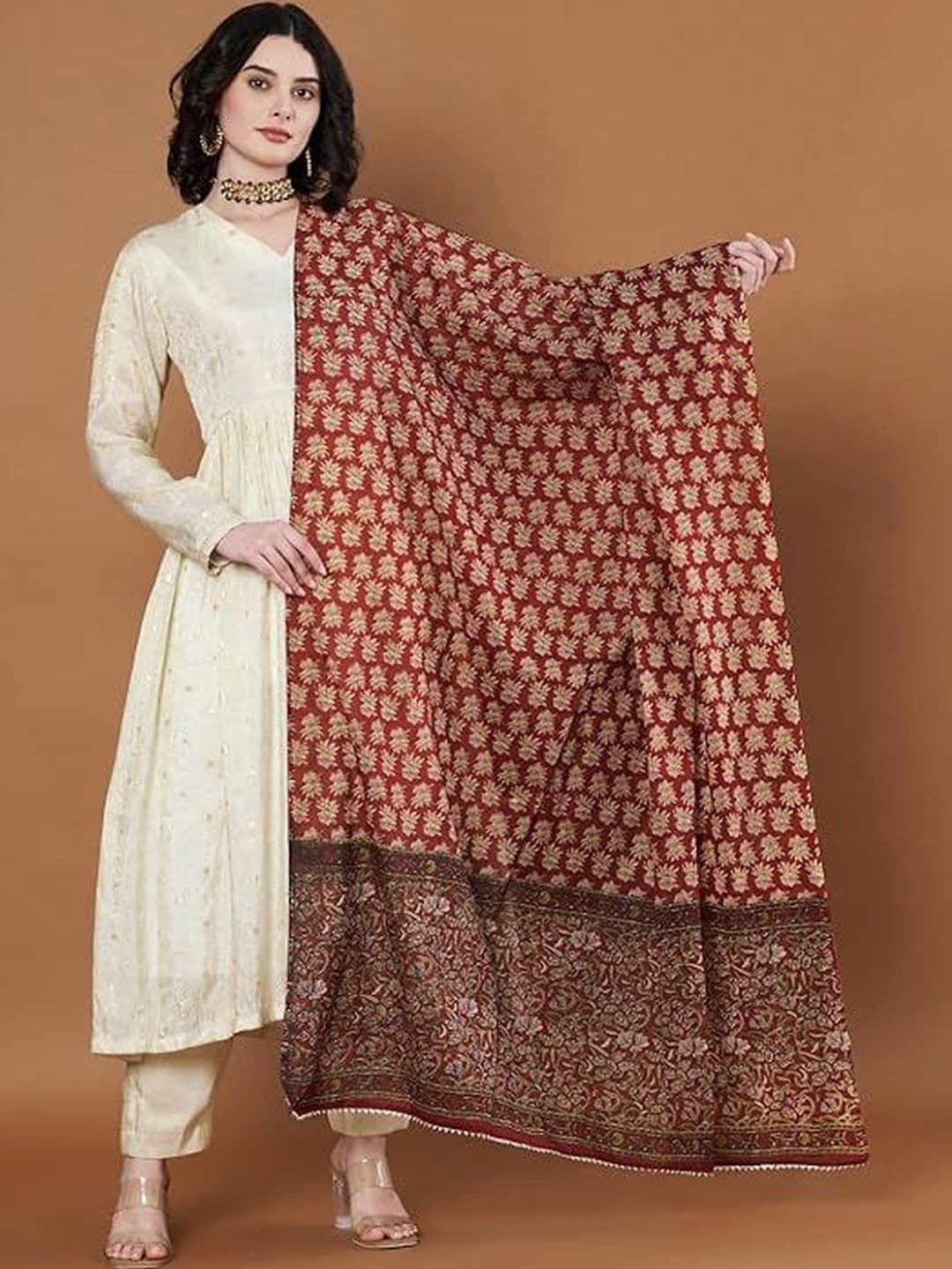 AKSHADEEP Women Jaipur Block Print Pure Cotton Block Print Dupatta with Gotta Patti - view 1