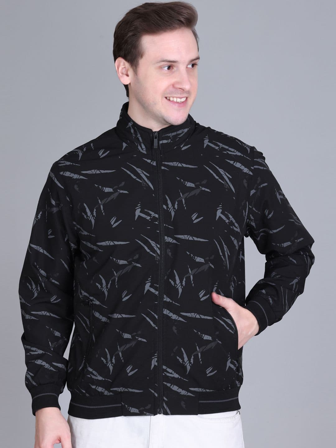 Rare Times Men Abstract Lightweight Bomber Jacket - view 1