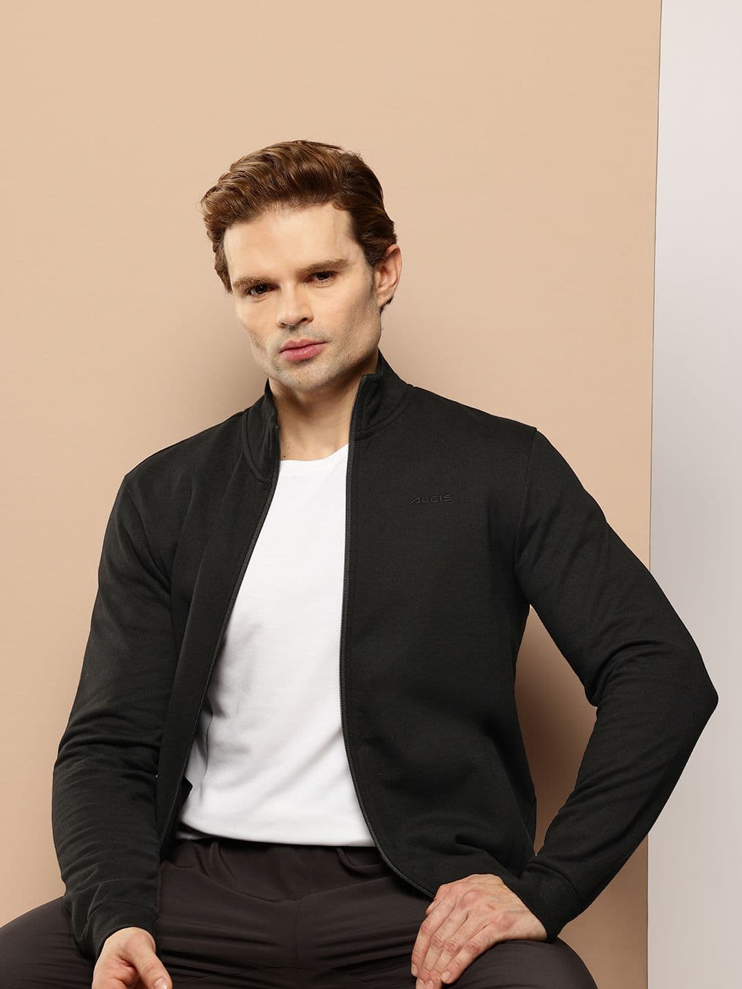 Alcis Brand Logo Detail Mock Collar Fleece Tailored Jacket - view 1