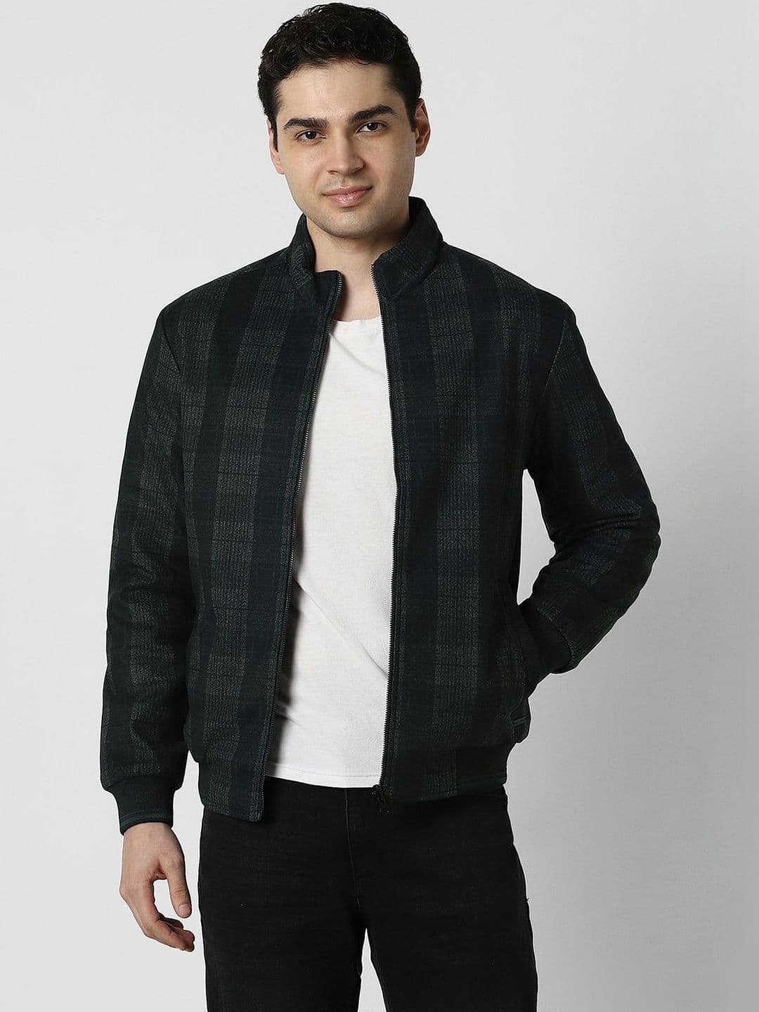 Peter England Casuals Men Checked Bomber Jacket - view 1