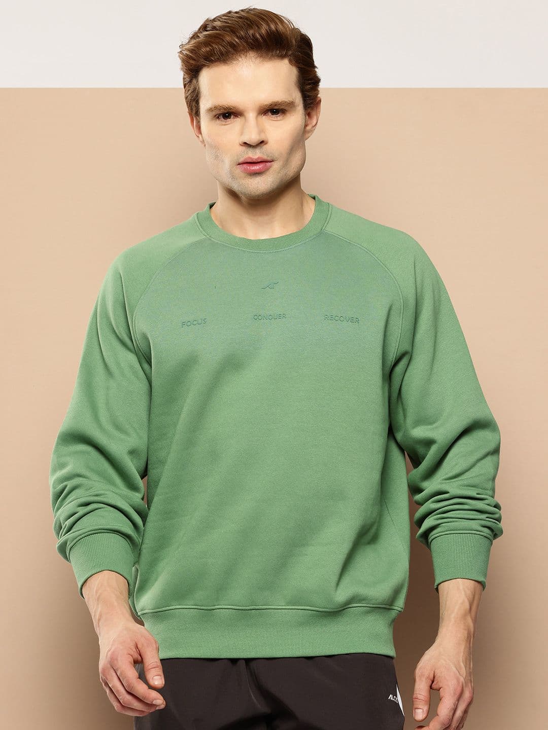 Alcis Typography Self Design Fleece Pullover Sweatshirt - view 1