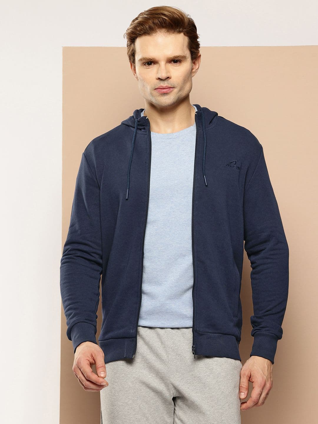 Alcis Brand Logo Detail Hooded Front-Open Sweatshirt - view 1