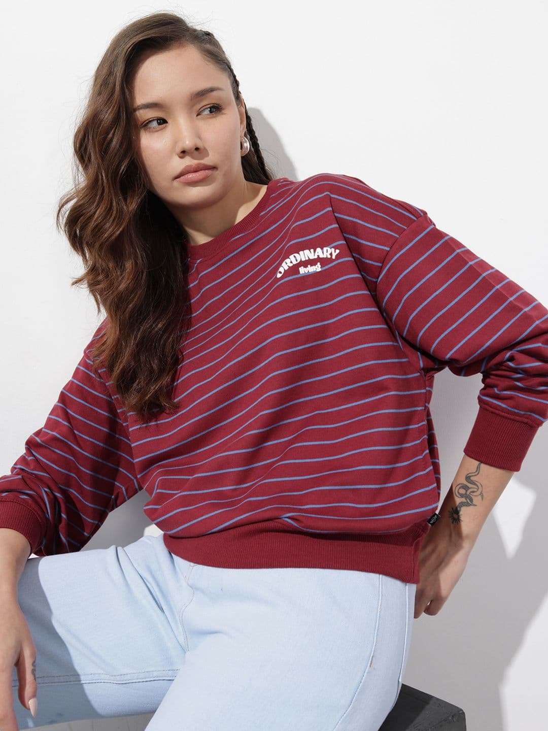 The Roadster Life Co. Striped Knitted Sweatshirt - view 1
