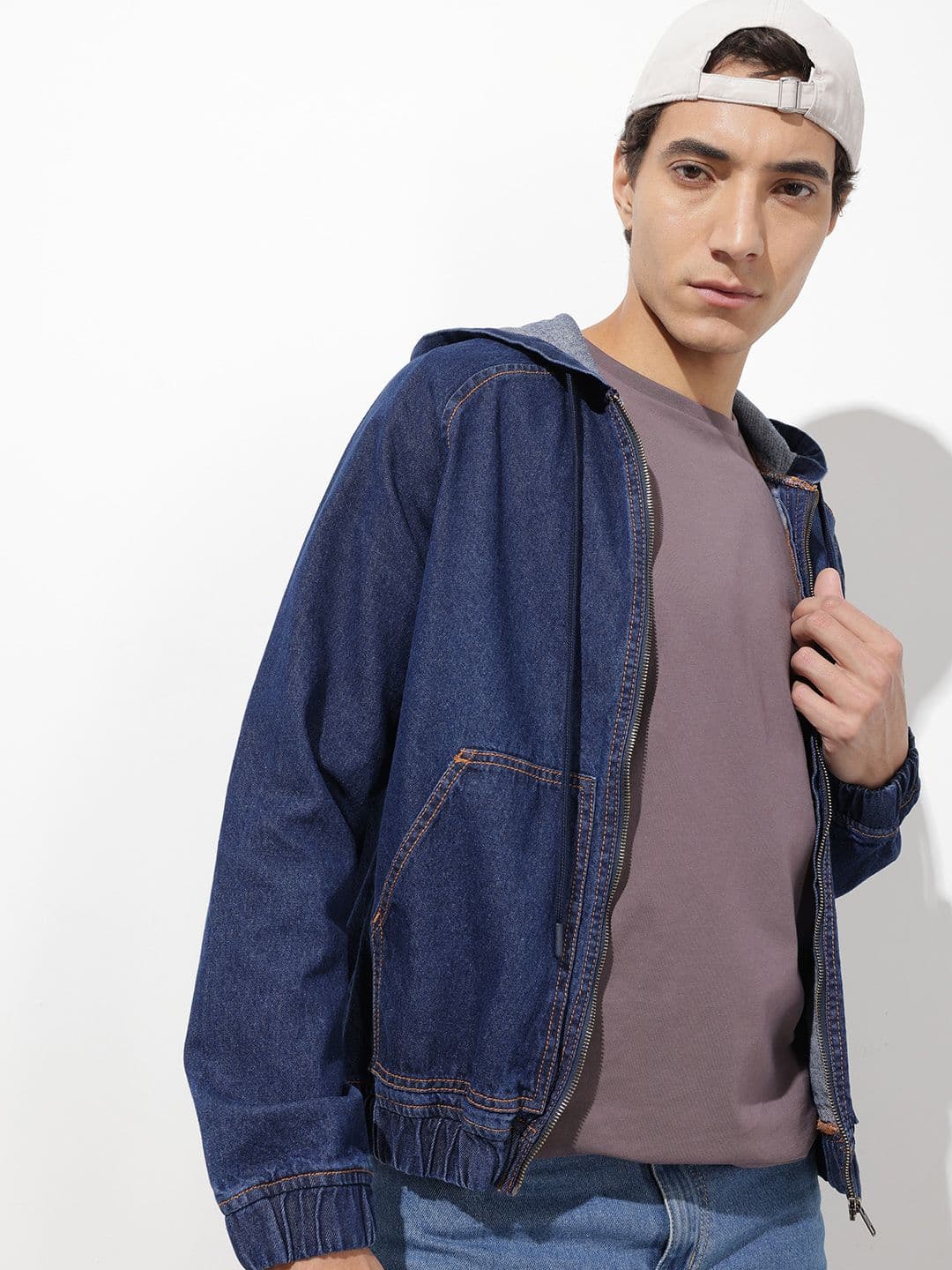 The Roadster Life Co. Typography Embroidered Hooded Denim Jacket - view 1