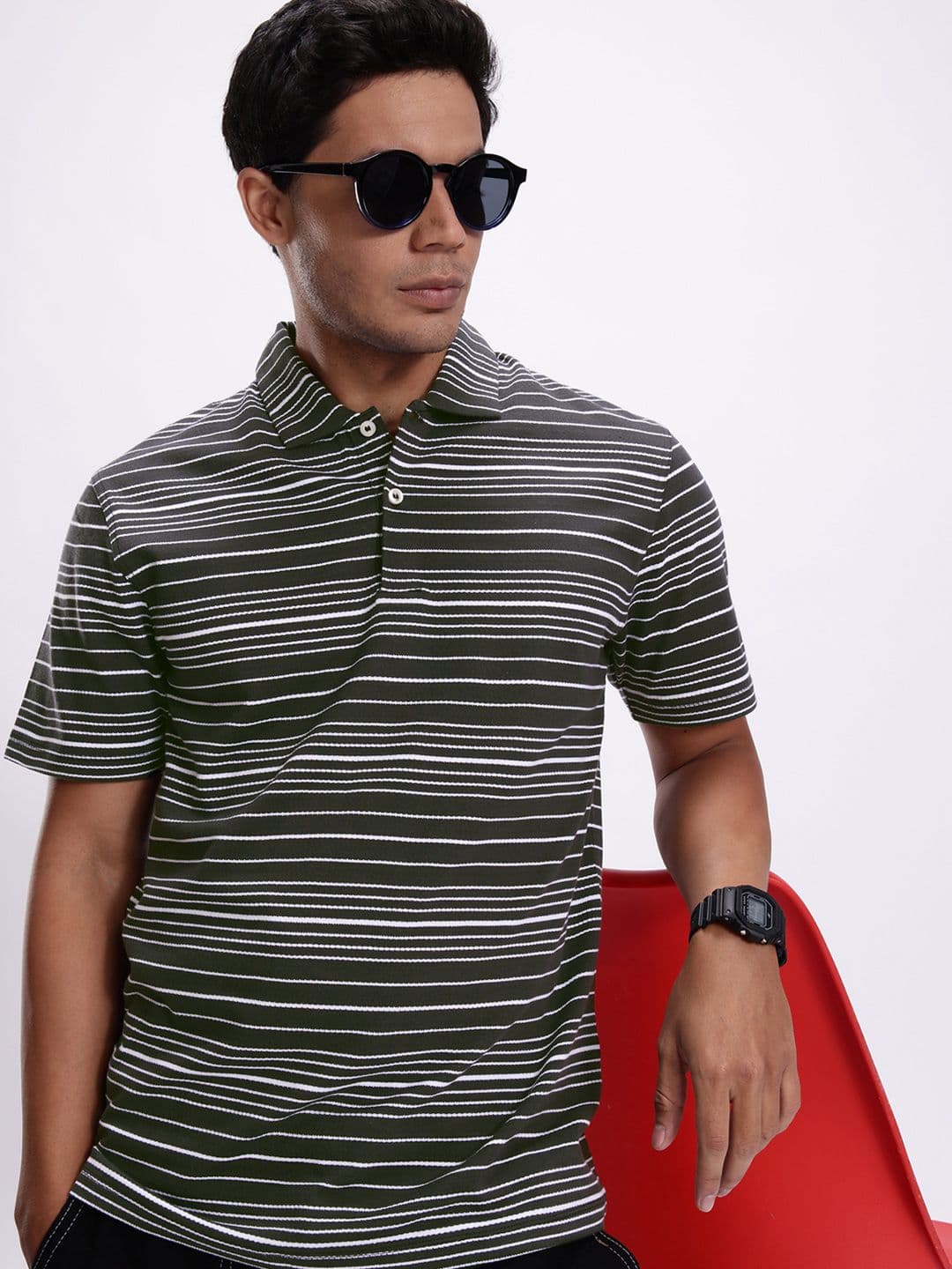 Kook N Keech Striped Polo Collar Pure Cotton T-shirt - view 1