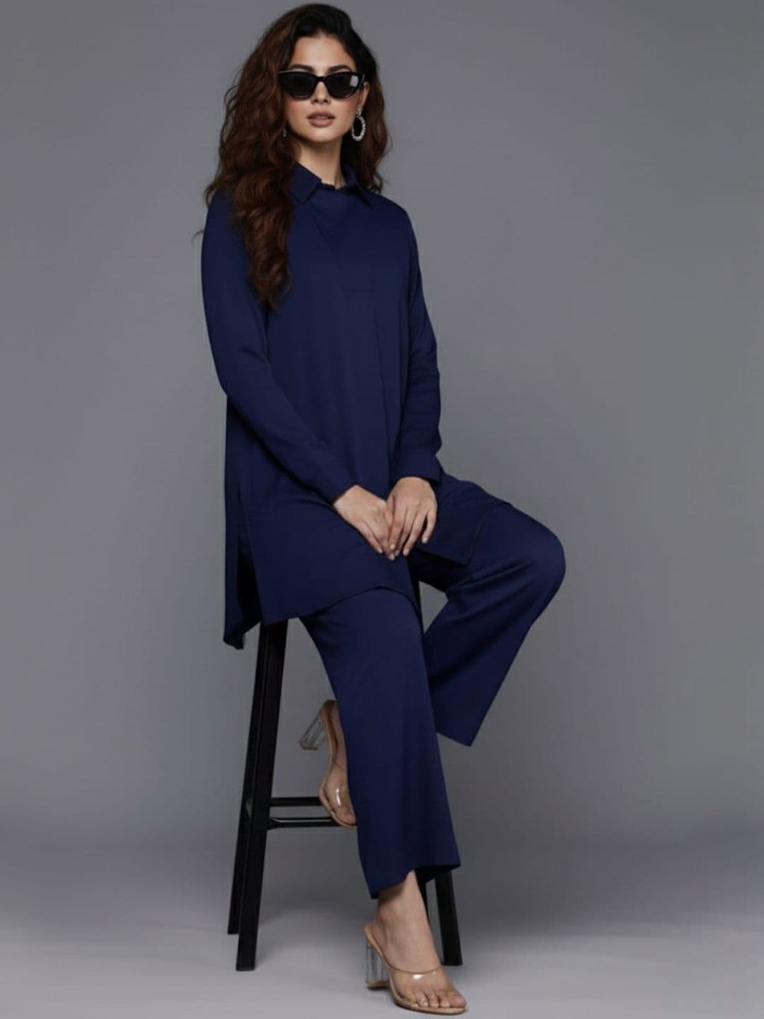 fusion by glitchez Shirt Collar Neck Tunic & Trousers Co-Ords - view 1