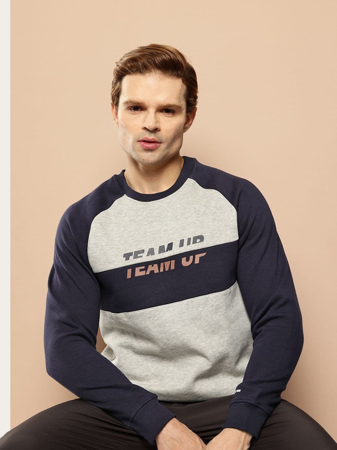 Alcis Colourblocked Typography Fleece Sweatshirt - view 1