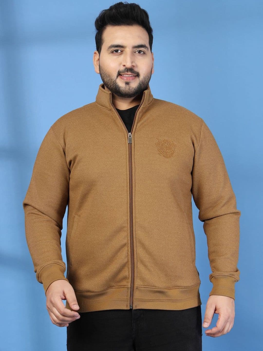 plusS Men Open Front Jacket with Embroidered - view 1