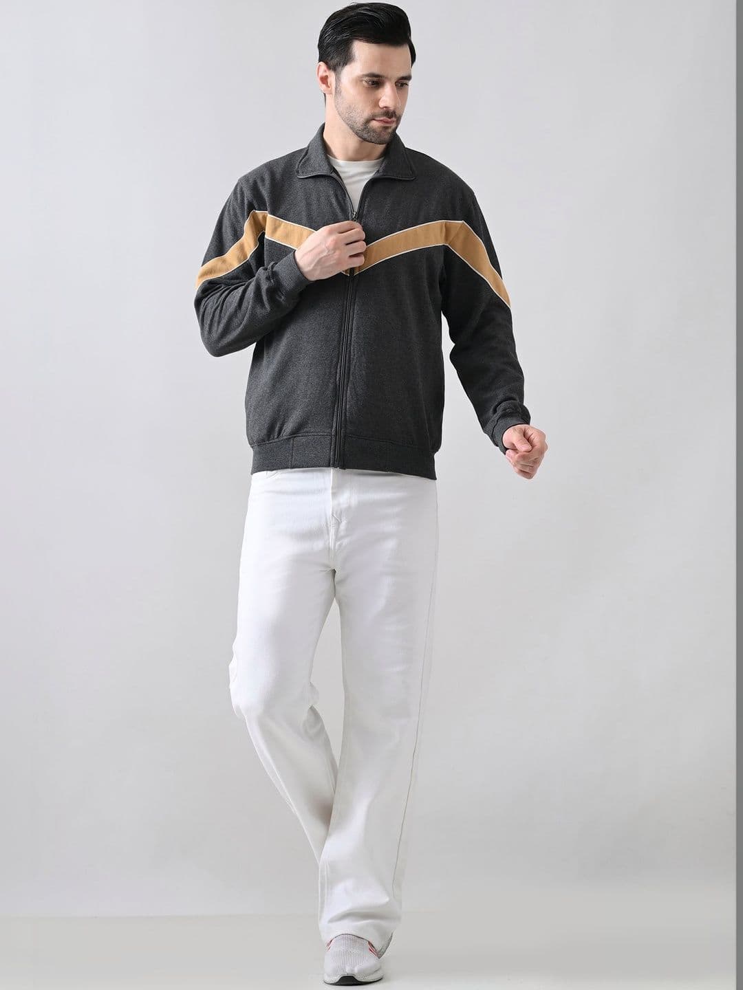 BAESD Men Colourblocked Fleece Lightweight Sporty Jacket - view 1