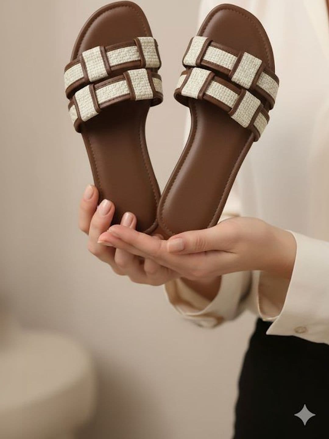ADIVER Women Open Toe Flats with Bows - view 1