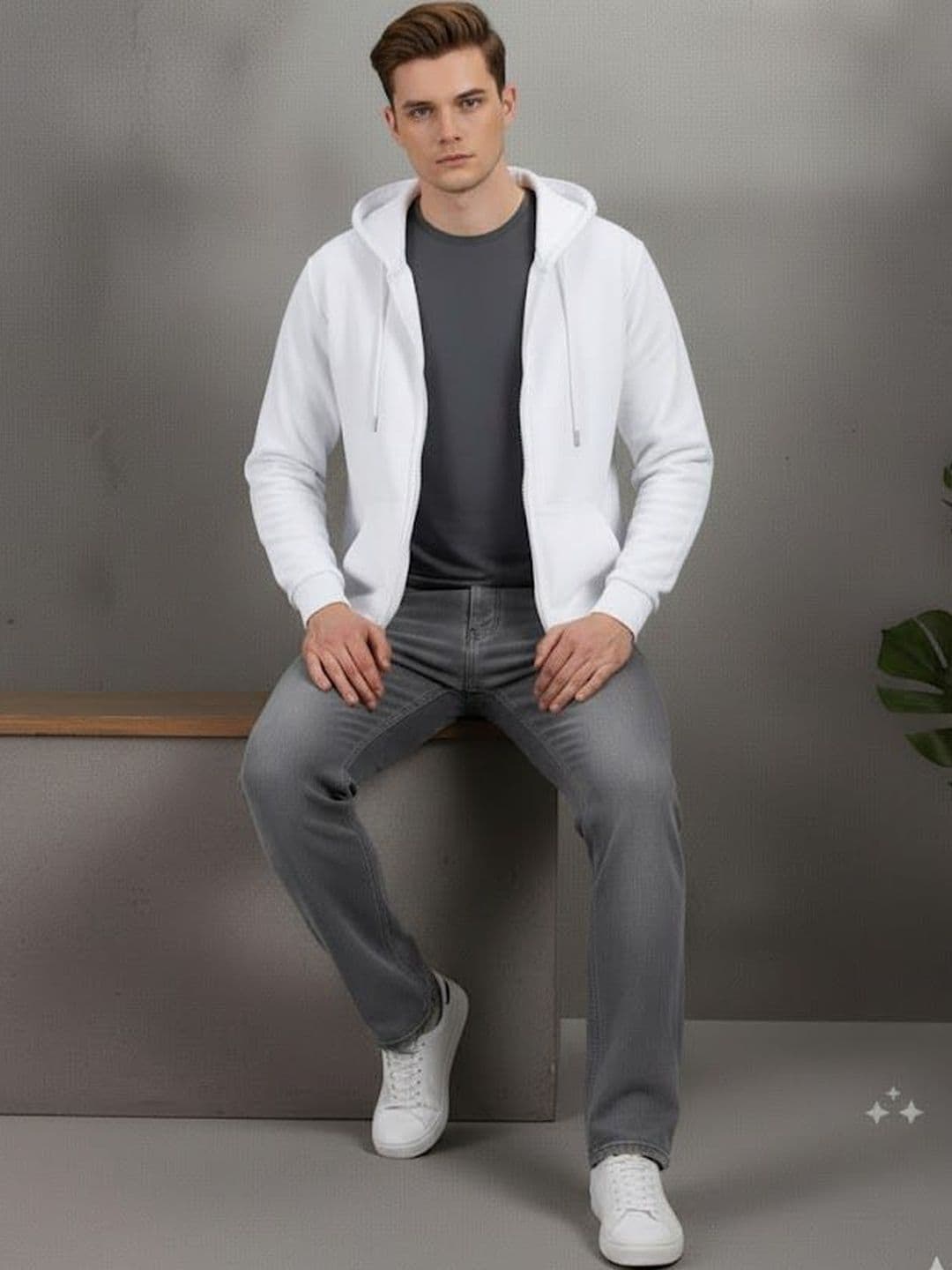 R.Code by The Roadster Life Co. Men Fleece Lightweight Open Front Jacket - view 1