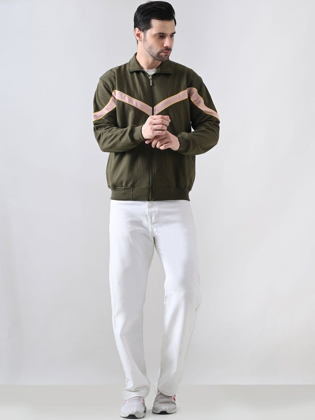 BAESD Men Colourblocked Fleece Lightweight Bomber Jacket - view 1