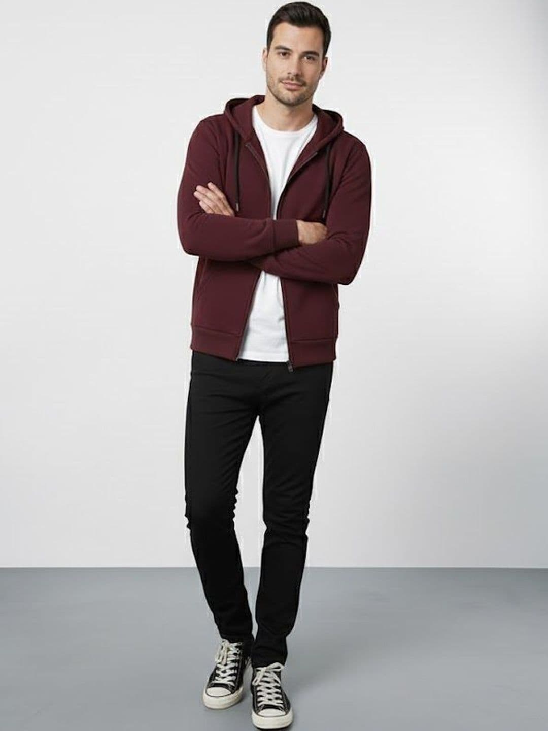 R.Code by The Roadster Life Co. Men Fleece Open Front Jacket - view 1