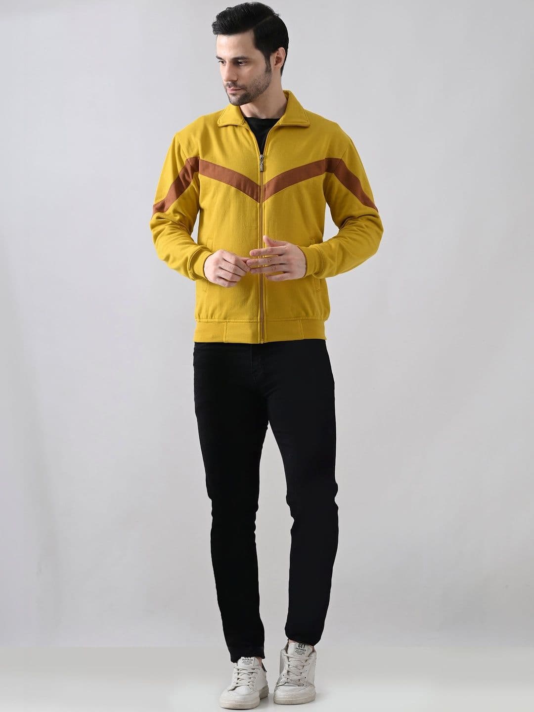 BAESD Men Colourblocked Fleece Lightweight Bomber Jacket - view 1