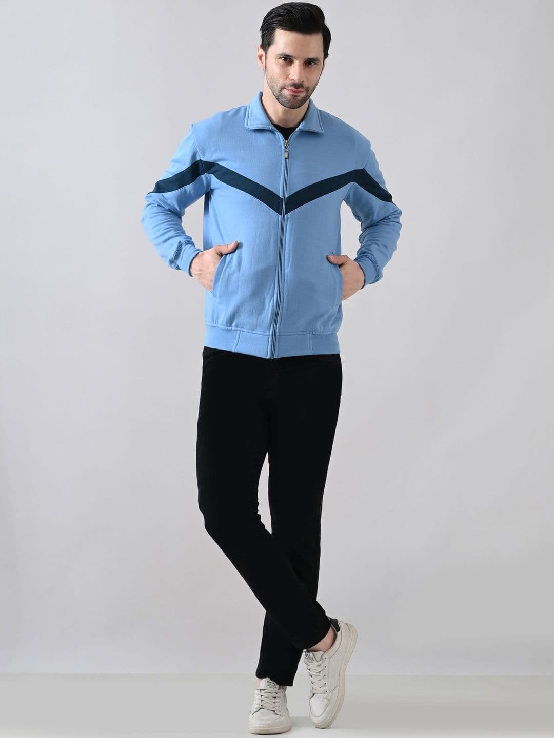 BAESD Men Colourblocked Fleece Lightweight Sporty Jacket - view 1