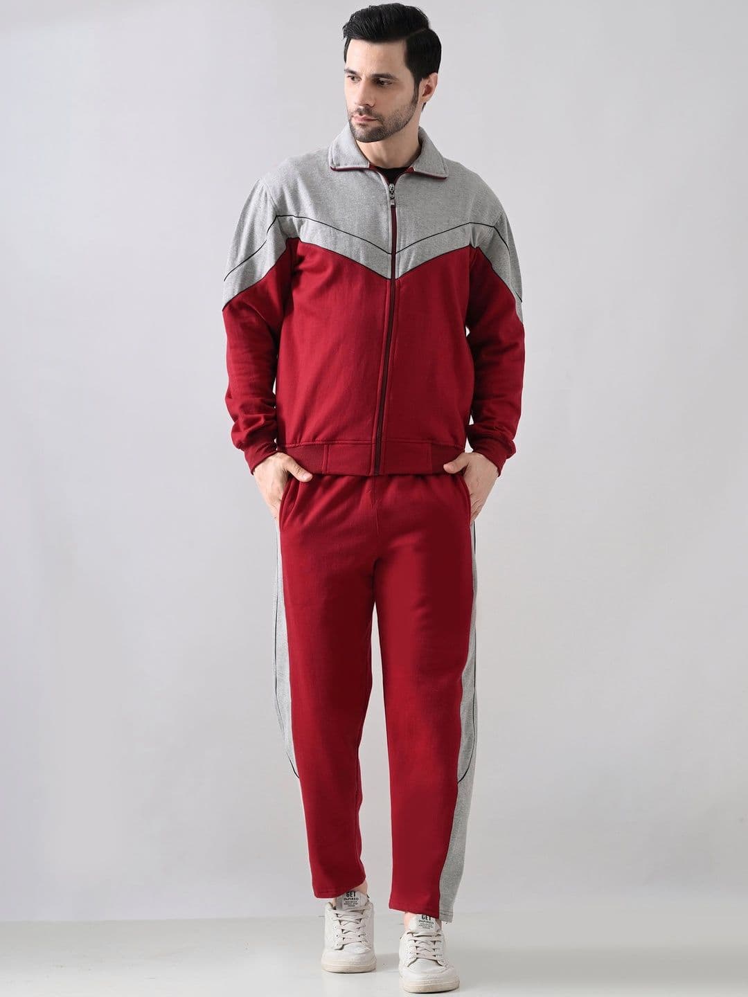 BAESD Men Colourblocked Polo Collar Long Sleeves Tracksuits - view 1