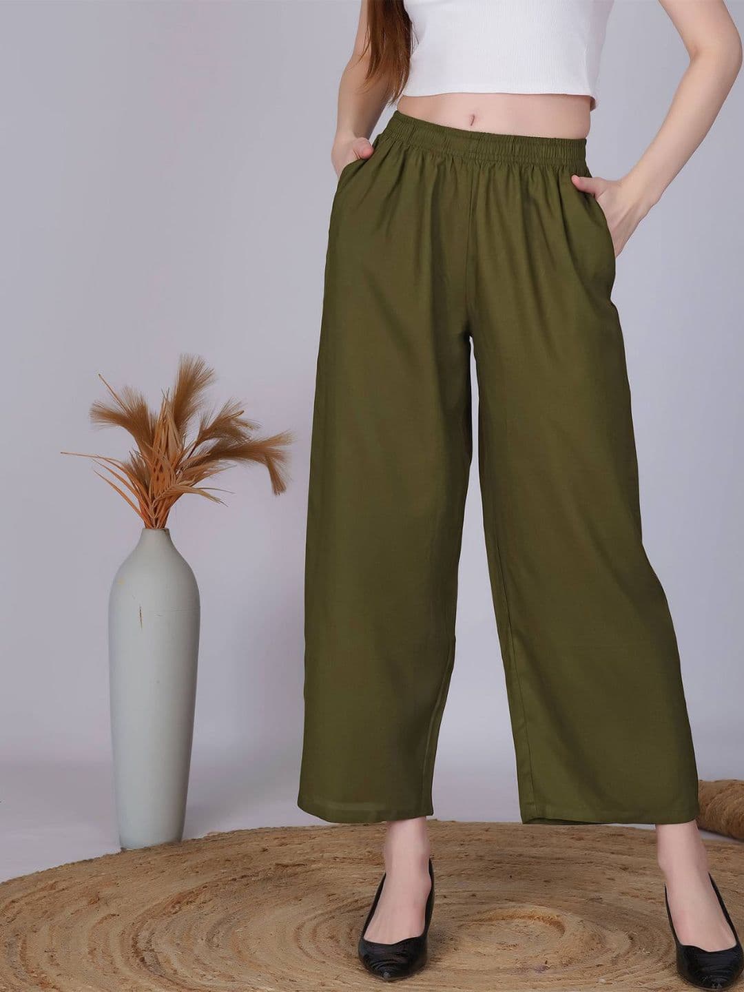 Vivika Women Straight Fit Elasticated Palazzos - view 1