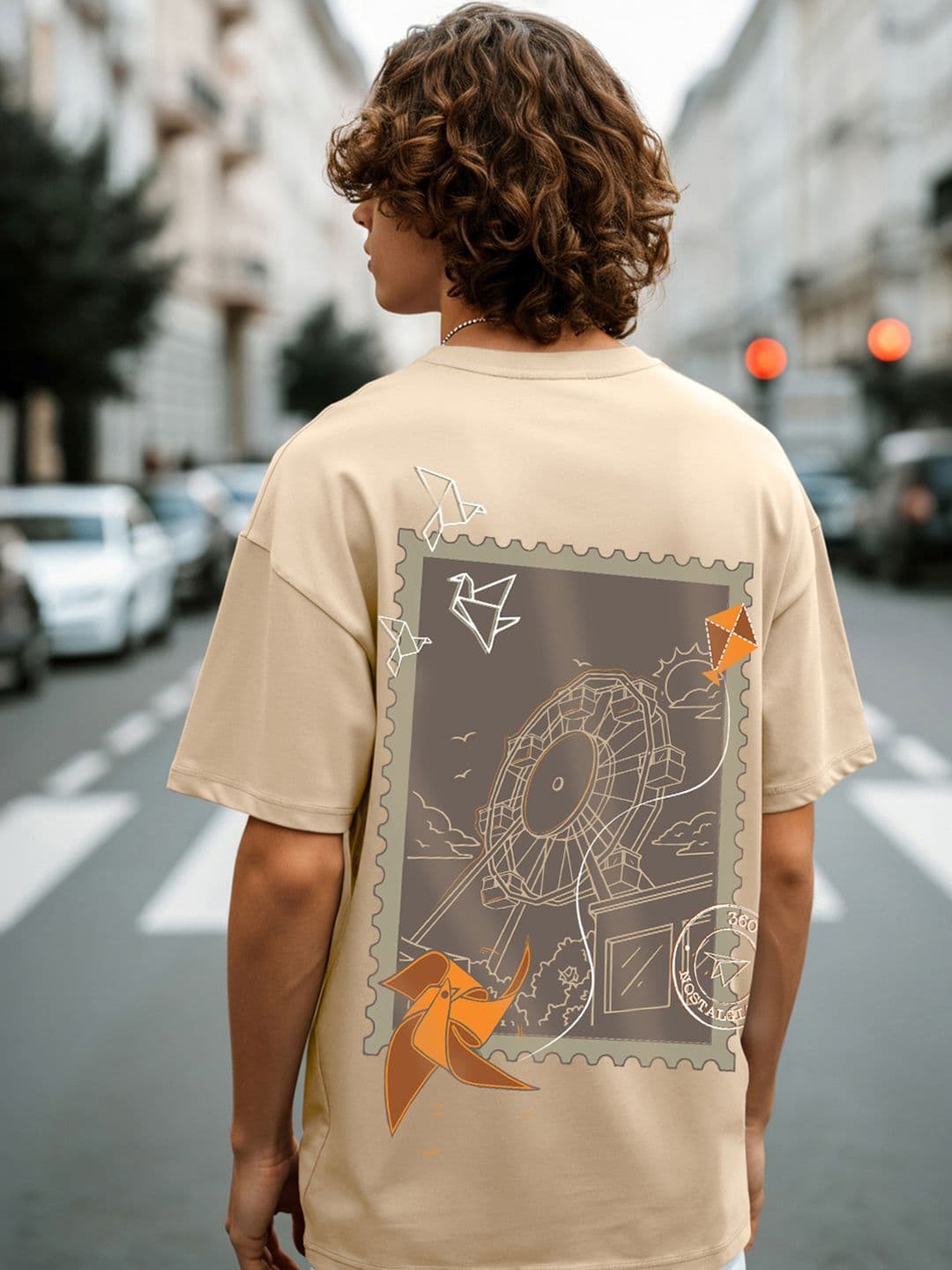 Bewakoof Oversized Ginger Root Nostalgia Graphic Printed Pure Cotton T-Shirt - view 1