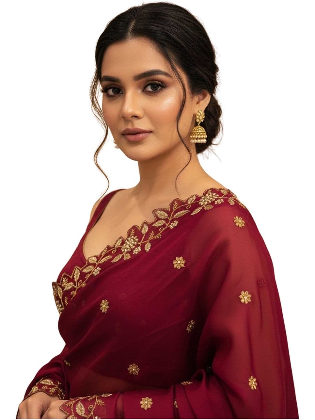 Fabcartz Embroidered Dupatta with Beads and Stones - view 1