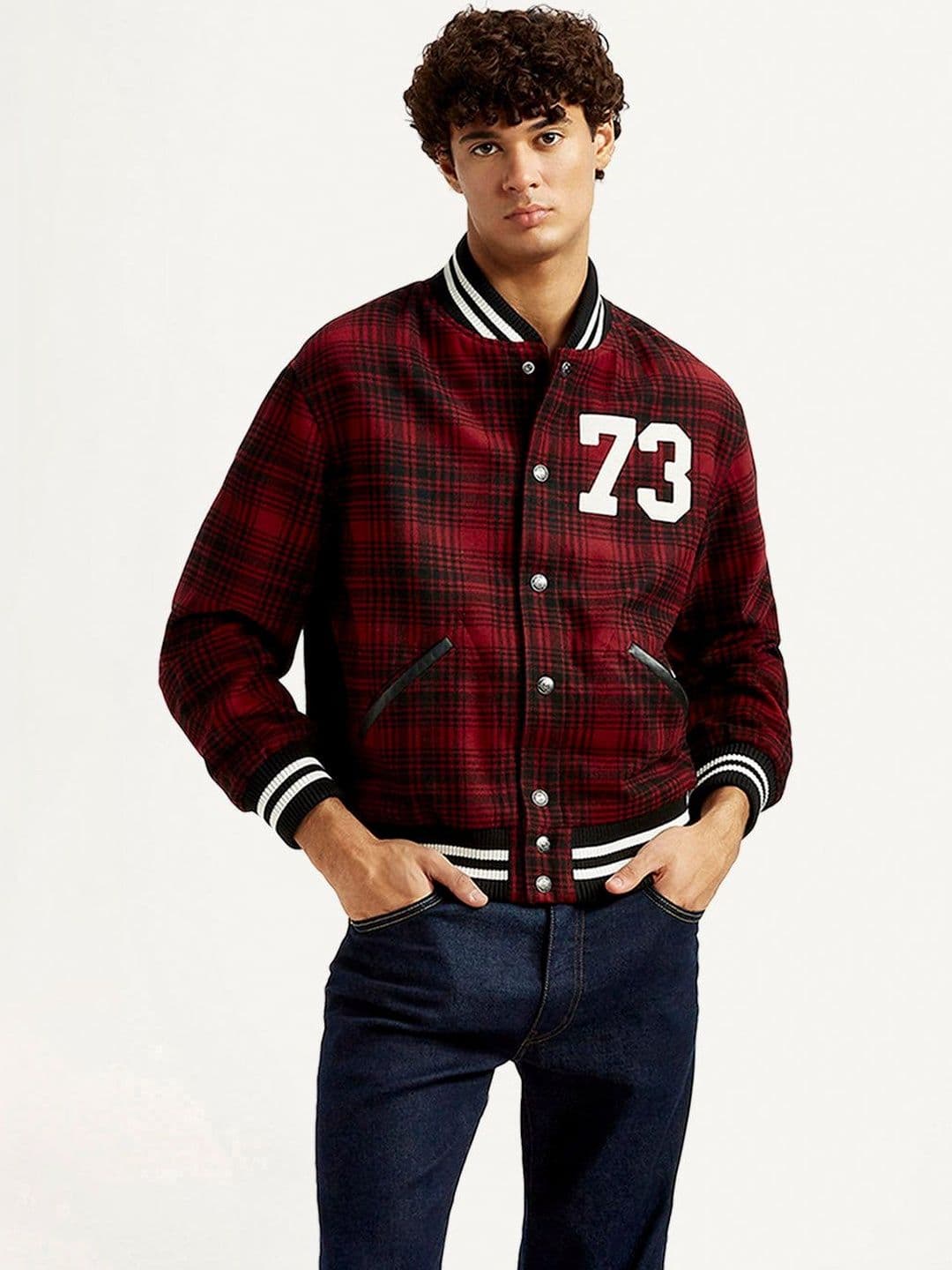 Levis Men Checked Varsity Jacket - view 1