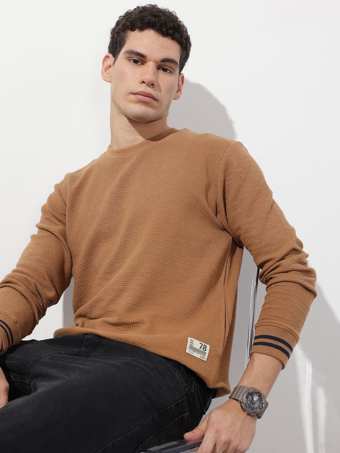 The Roadster Life Co. Self Designed Round Neck Knitted Sweatshirt - view 1