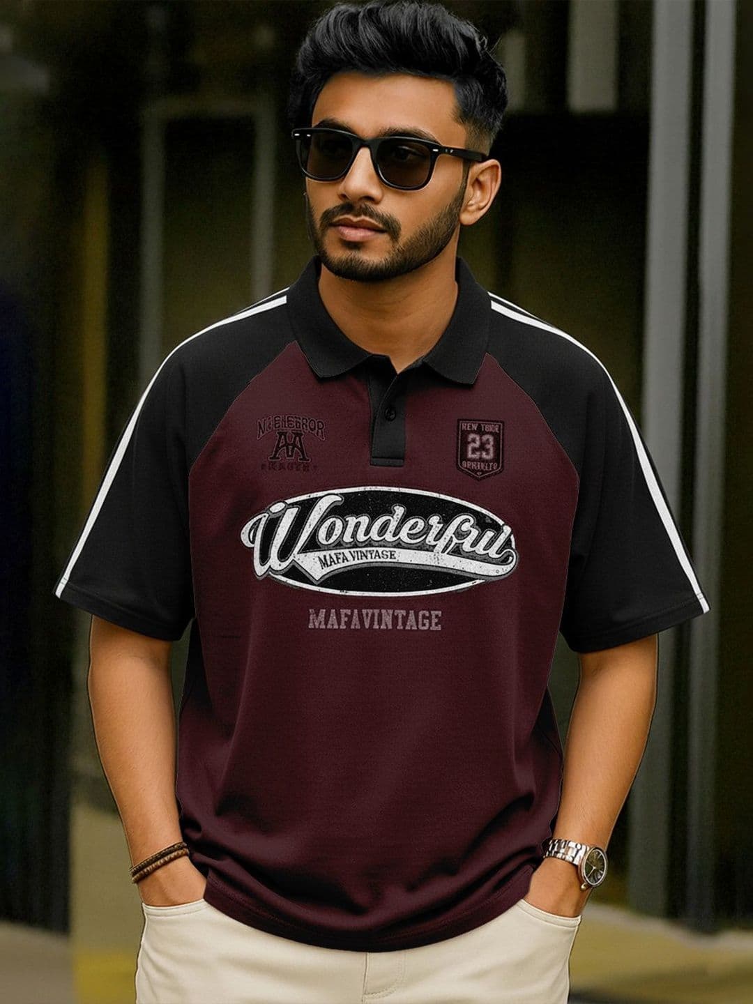Force Men Typography Colourblocked Polo Collar T-shirt - view 1